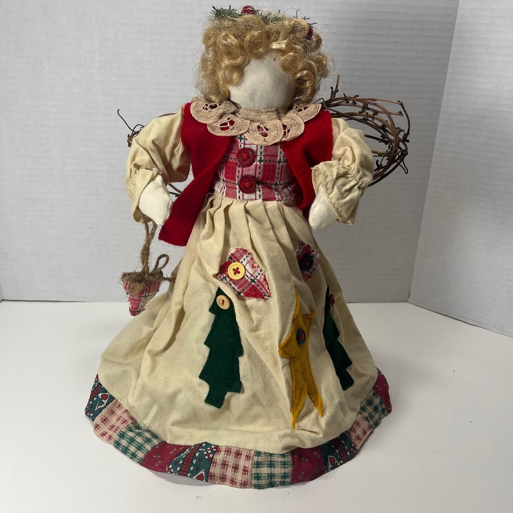 Fabric Angel with Wooden Twig Wings‎ Christmas Tree Topper